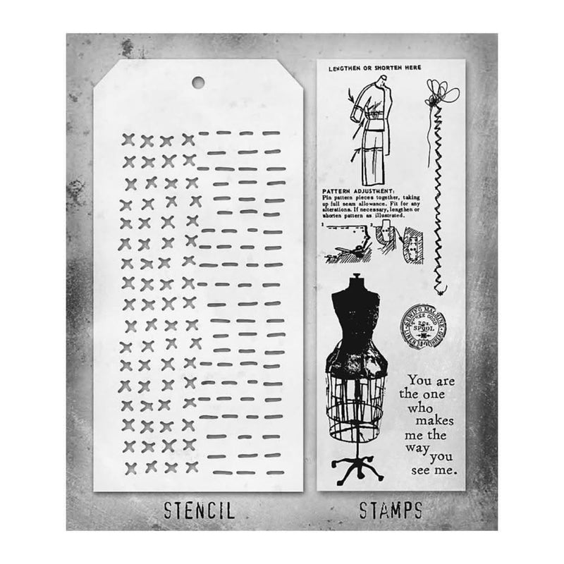 Tim Holtz Mixed-Media Stamps & Stencil - Set