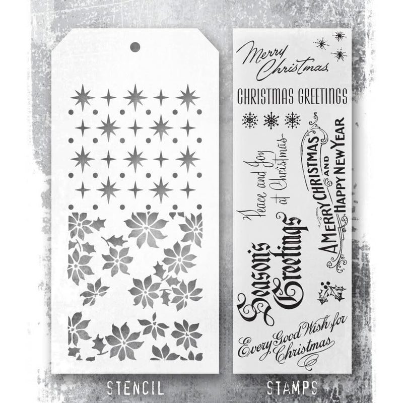 Tim Holtz Mixed-Media Stamps & Stencil - Vintage Christmas