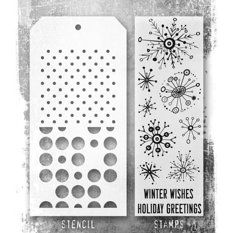 Tim Holtz Mixed-Media Stamps & Stencil - Retro Flakes
