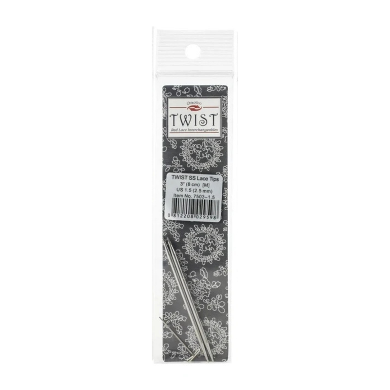 ChiaoGoo TWIST Stainless Steel Lace Tips - 3" (8 cm) [M] US 1.5 (2.5mm)