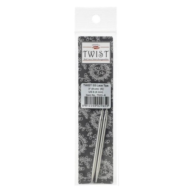 ChiaoGoo TWIST Stainless Steel Lace Tips - 3" (8 cm) [S] US 6 (4mm)