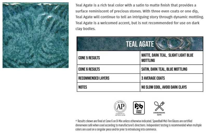 Speedball Mid-Fire Glaze 473ml - Teal Agate