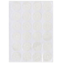 Sheet of white circular stickers on a clear background