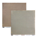 Two patterned paper sheets from Everyday Life by Paper loft, featuring a brown geometric lattice pattern and a blue, brown, and beige plaid pattern, displayed on a white background.
