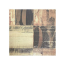 An abstract mixed-media cardstock sheet featuring a collage of textured panels in beige, brown, black, and muted terracotta tones, presented on a clean white background.