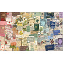 Collage of vintage-style cards and paper pieces on a white background
