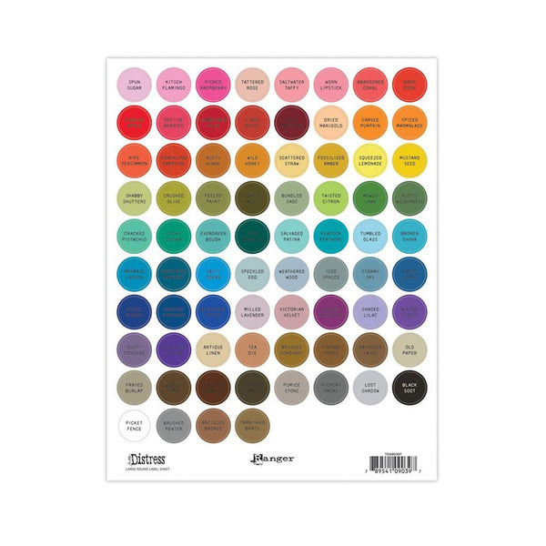 Tim Holtz Distress Large Round Label Sheets - Black Text
