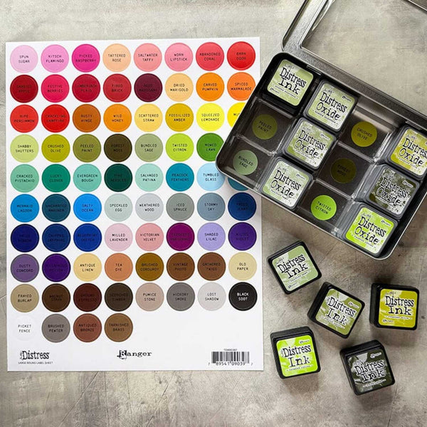 Tim Holtz Distress Large Round Label Sheets - Black Text