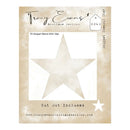 Tracy Evans Boutique Designs TE Snippet Stencil SS41 Star cut out packaging insert, featuring a beige star-shaped stencil preview on a textured beige background with product details.