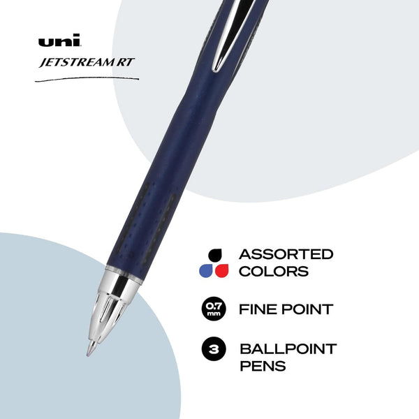 Uni-ball Jetstream RT Ballpoint Pens 3/Pkg Fine 0.7mm - Black