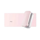 Pink handheld device on a white background