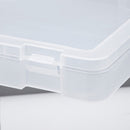 Clear plastic container on a light gray background