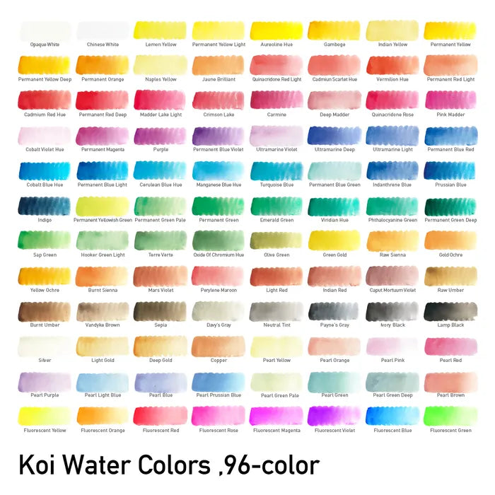 Koi Water Colour Pocket Box w/ Water brush - 96 Colours