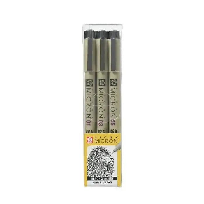 Sakura Pigma Micron 3/Pkg Set - Black - 01, 03, 05