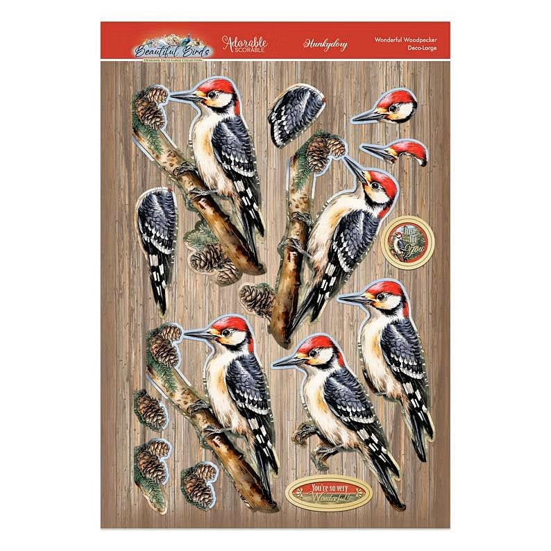 Hunkydory Beautiful Birds Deco-Large Set - Wonderful Woodpecker