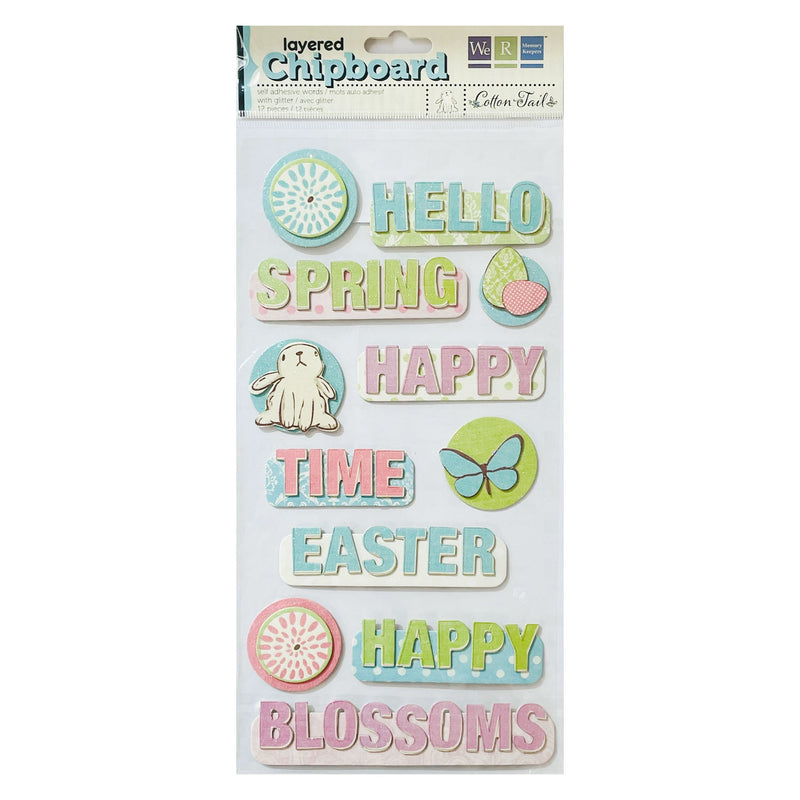 We R Memory Keepers Layered Chipboard Words - Cotton Tail