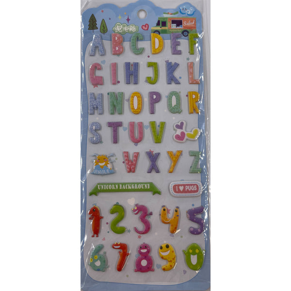 Poppy Crafts Puffy Sticker - Cute Alphabet and Numbers