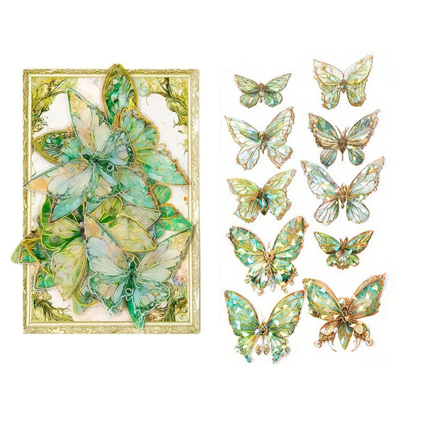 Poppy Crafts Crystal Butterfly Sticker Pack - Streamer Green