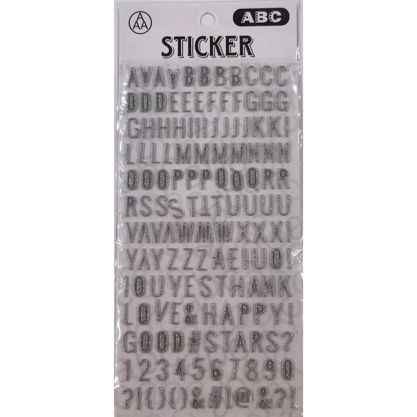 Poppy Crafts Puffy Sticker - Silver Alphabet and Sentiments