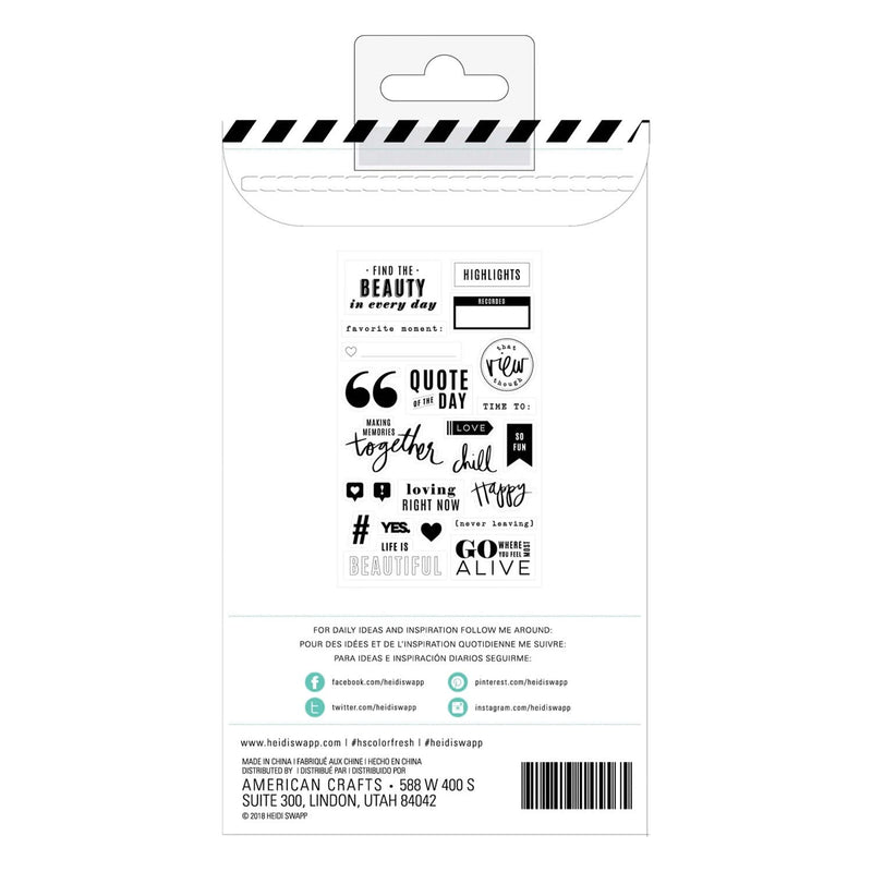Heidi Swapp Colour Fresh Clear Stamps - Words & Icons 23pc*