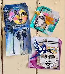 Dina Wakley Media Cling Stamps 6"X9" Vintage Moon Faces