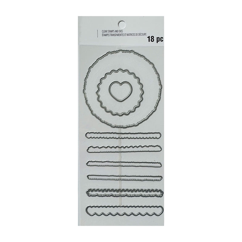 Poppy Crafts Cutting Dies & Stamp Set - Circles & Borders 18pc