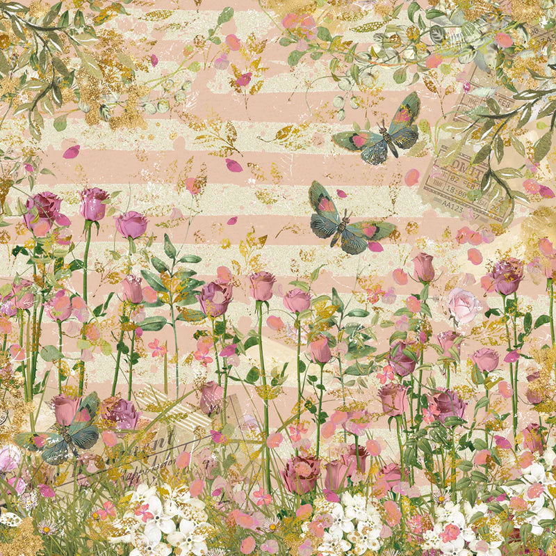 Crafter's Companion Nature's Garden Vintage Rose Paper Pad 6"X6"*