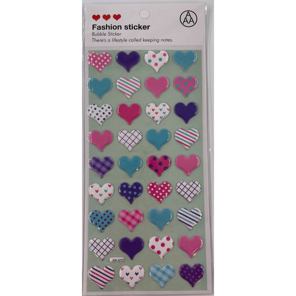 Poppy Crafts Puffy Sticker - Patterned Hearts