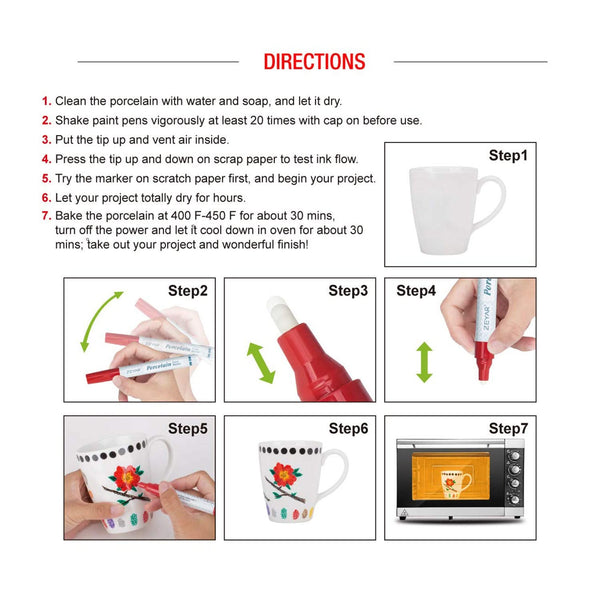 Poppy Crafts Porcelain Paint Markers - Bold Tip 12 Pack