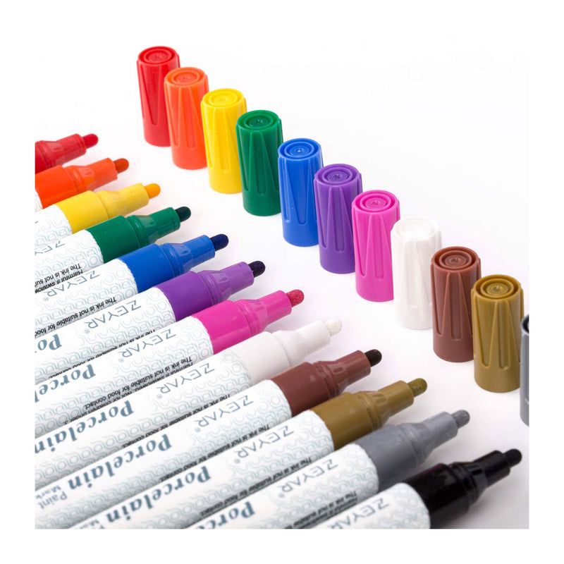 Poppy Crafts Porcelain Paint Markers - Bold Tip 12 Pack