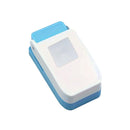Small blue and white device on a white background