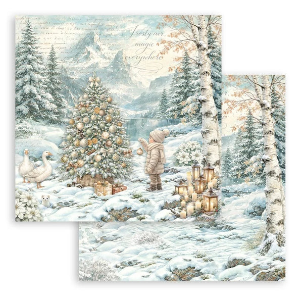 Stamperia Scrapbooking Printed Pad 8" x 8" 10 Sheets - White Christmas