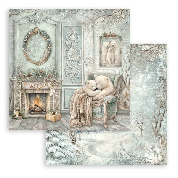 Stamperia Scrapbooking Printed Pad 8" x 8" 10 Sheets - White Christmas