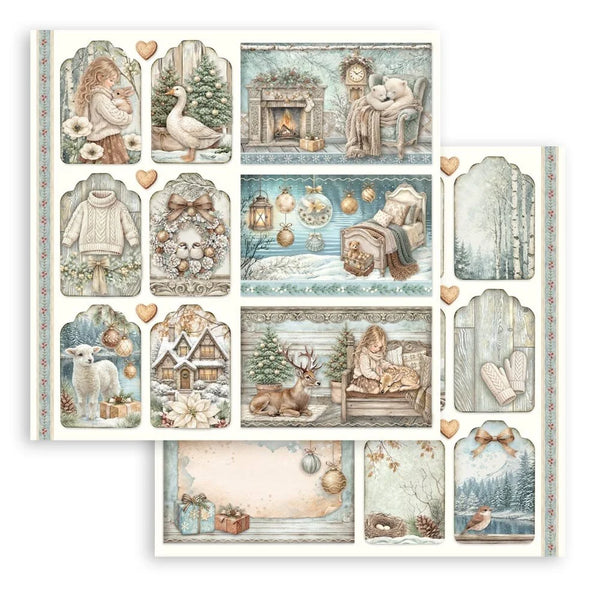 Stamperia Scrapbooking Printed Pad 8" x 8" 10 Sheets - White Christmas