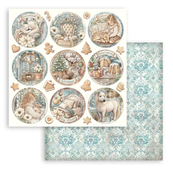 Stamperia Scrapbooking Printed Pad 8" x 8" 10 Sheets - White Christmas