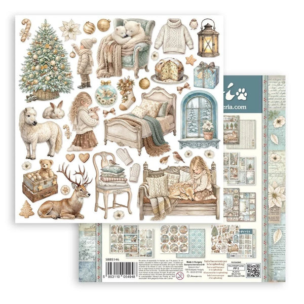 Stamperia Scrapbooking Printed Pad 8" x 8" 10 Sheets - White Christmas