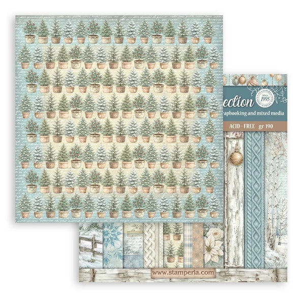 Stamperia Scrapbooking Background Pad 8" x 8" 10 Sheets - White Christmas