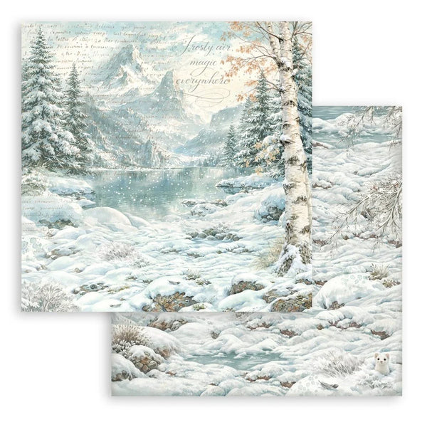 Stamperia Scrapbooking Background Pad 8" x 8" 10 Sheets - White Christmas