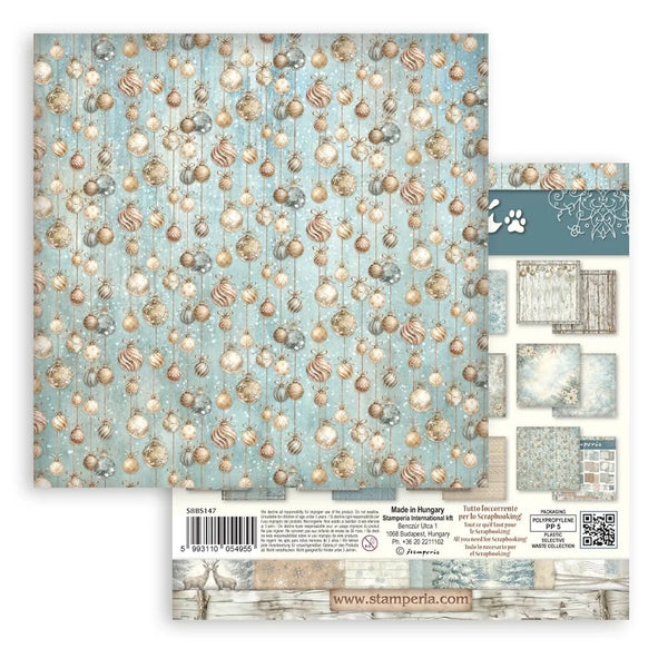Stamperia Scrapbooking Background Pad 8" x 8" 10 Sheets - White Christmas