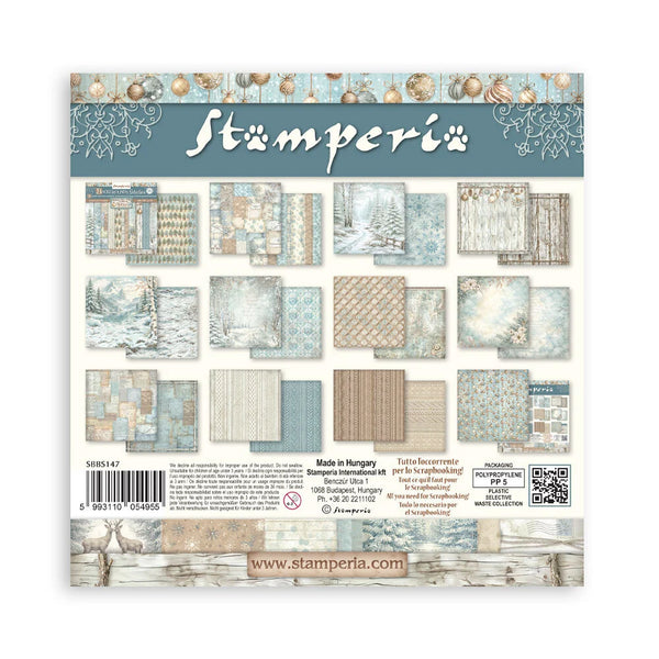 Stamperia Scrapbooking Background Pad 8" x 8" 10 Sheets - White Christmas