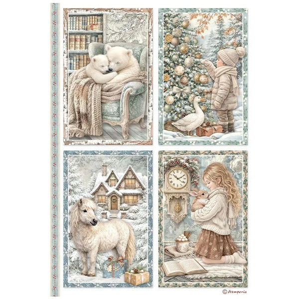 Stamperia Rice Paper Selection A4 Set of 6 - White Christmas