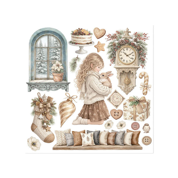 Stamperia Decorative Rub-On Kit - White Christmas