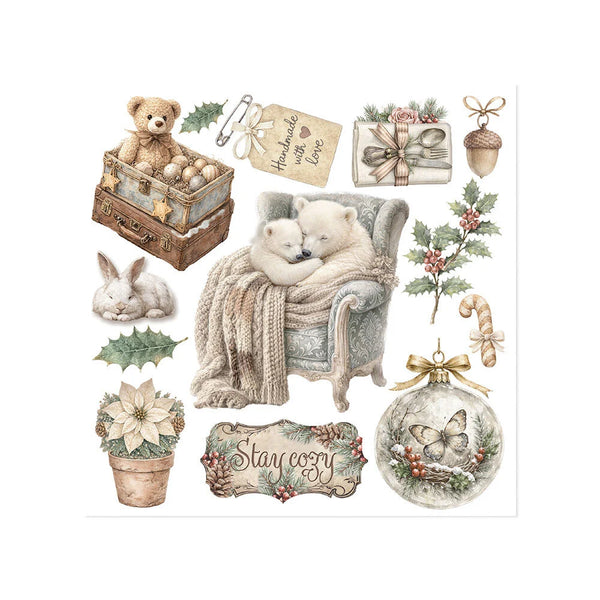 Stamperia Decorative Rub-On Kit - White Christmas