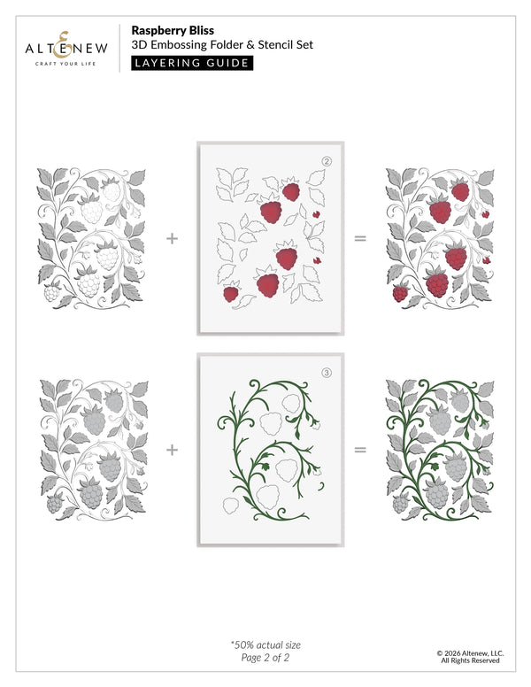 Altenew Raspberry Bliss Coloring Stencil Set 3 in 1