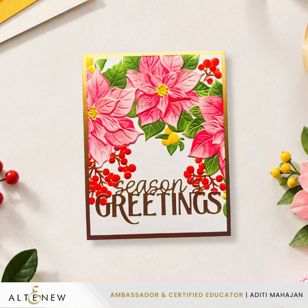 Altenew Winterberry Poinsettias Botanical 3D Embossing Folder
