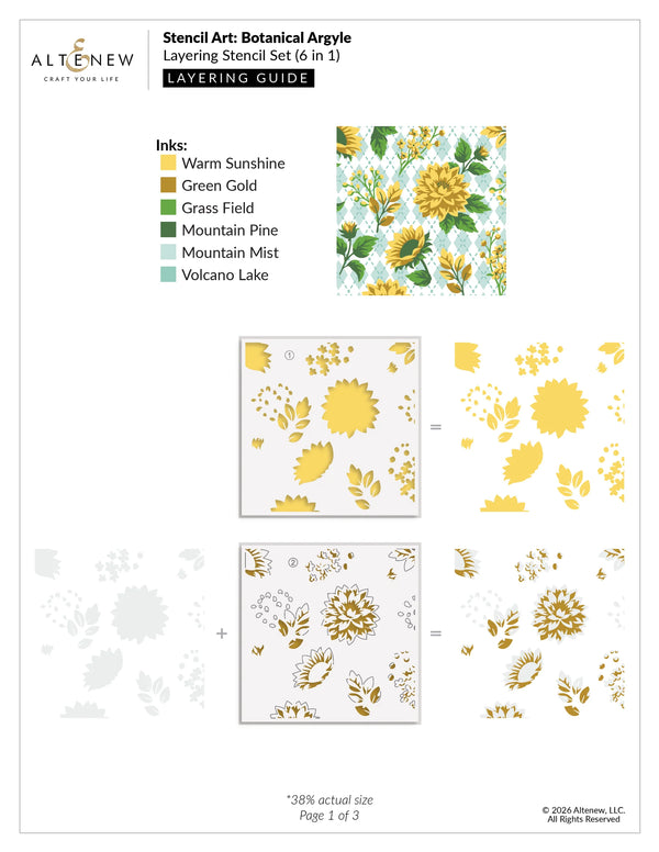 Altenew Stencil Art: Botanical Argyle Layering Stencil Set 6 in 1