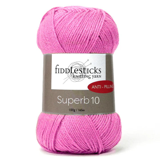Fiddlesticks Superb 10 Yarn 100g - Hot Pink