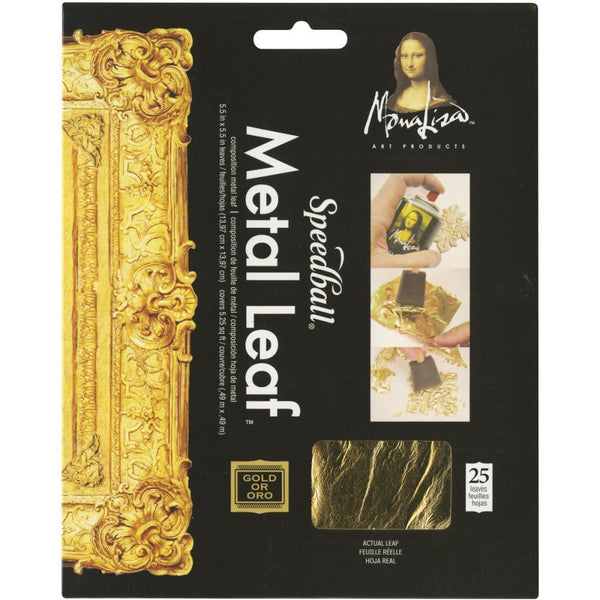 Mona Lisa Metal Leaf Sheets 5.5 inch X5.5 inch 25 pack - Gold