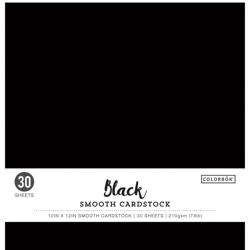 Colorbok 78lb Smooth Cardstock 12inch X12inch 30 pack - Black
