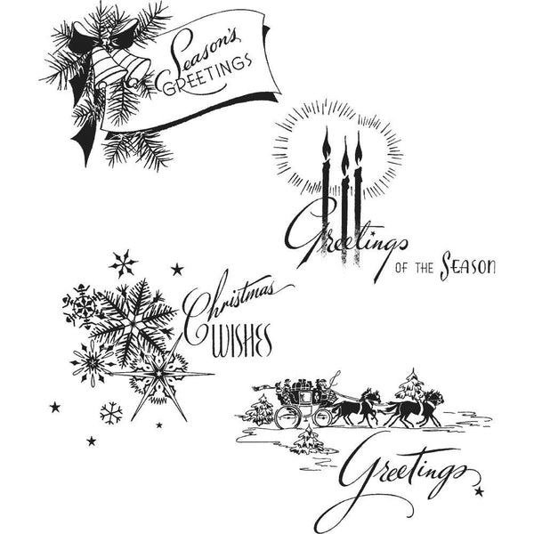 Tim Holtz Cling Stamps 7"X8.5" Holiday Greetings